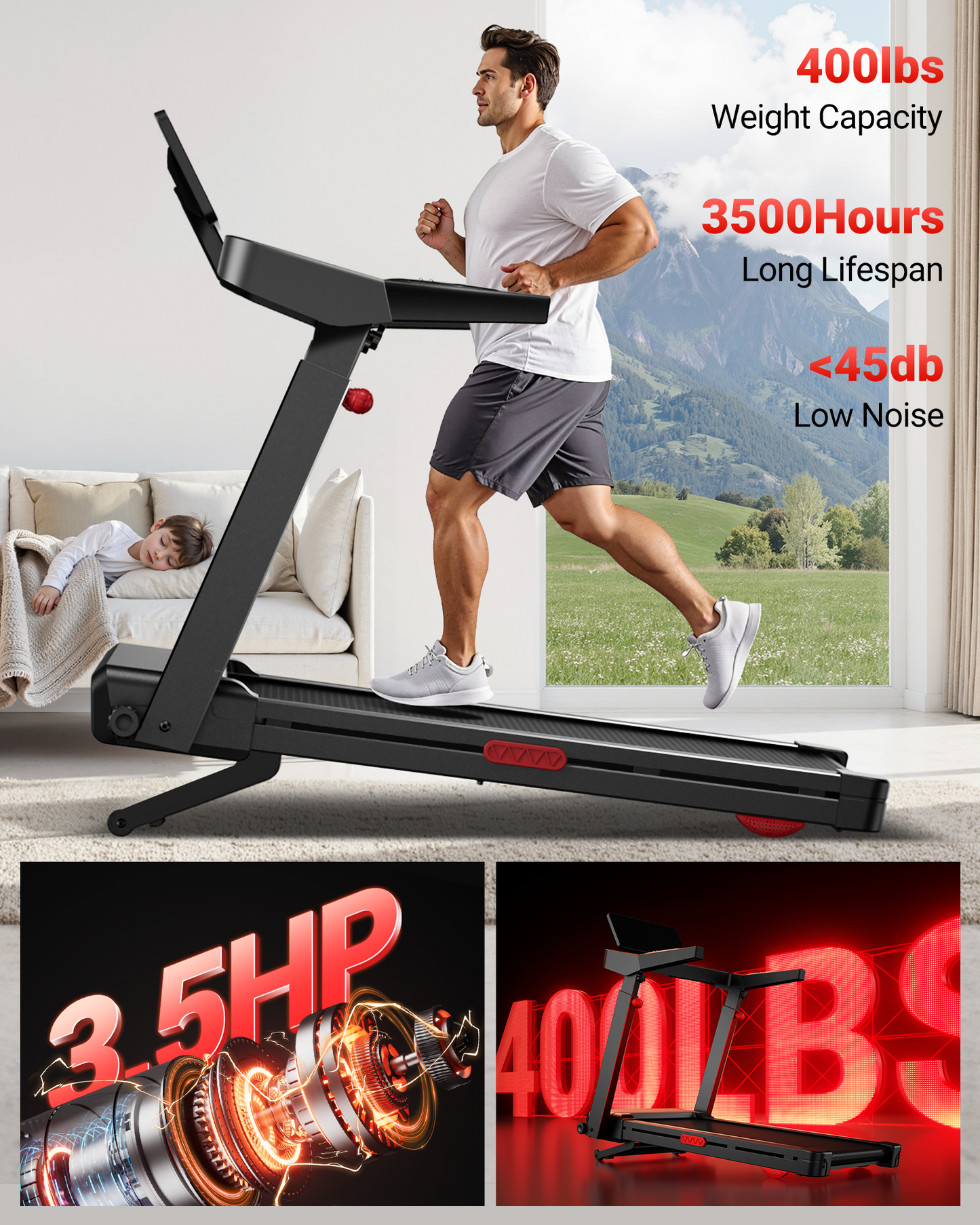 UWill L10 Foldable Treadmill 20% AUTO Incline with Pulse Sensors 8.7MPH