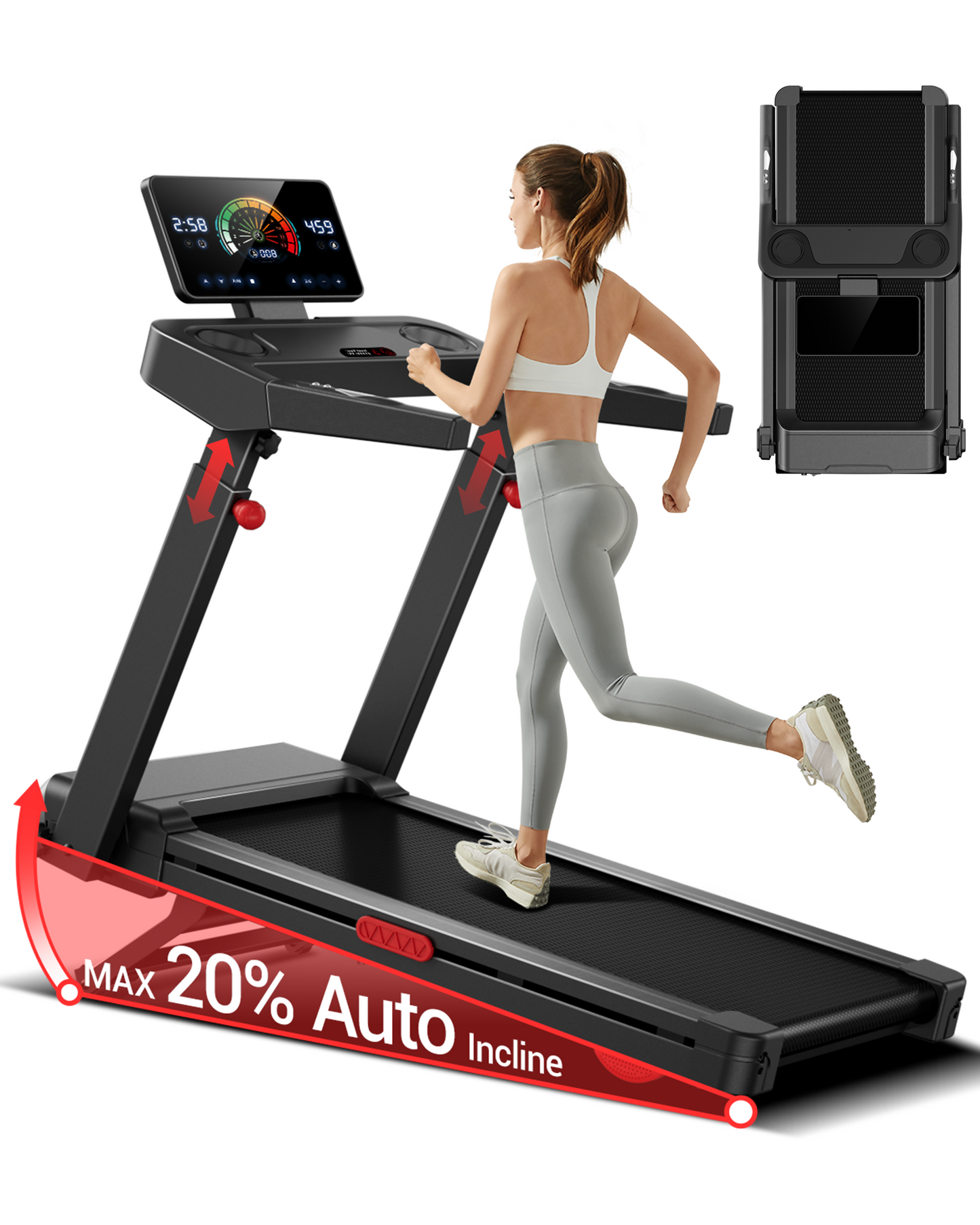 UWill L10 Foldable Treadmill 20% AUTO Incline with Pulse Sensors 8.7MPH