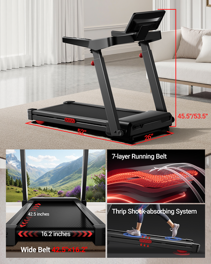 UWill L10 Foldable Treadmill 20% AUTO Incline with Pulse Sensors 8.7MPH