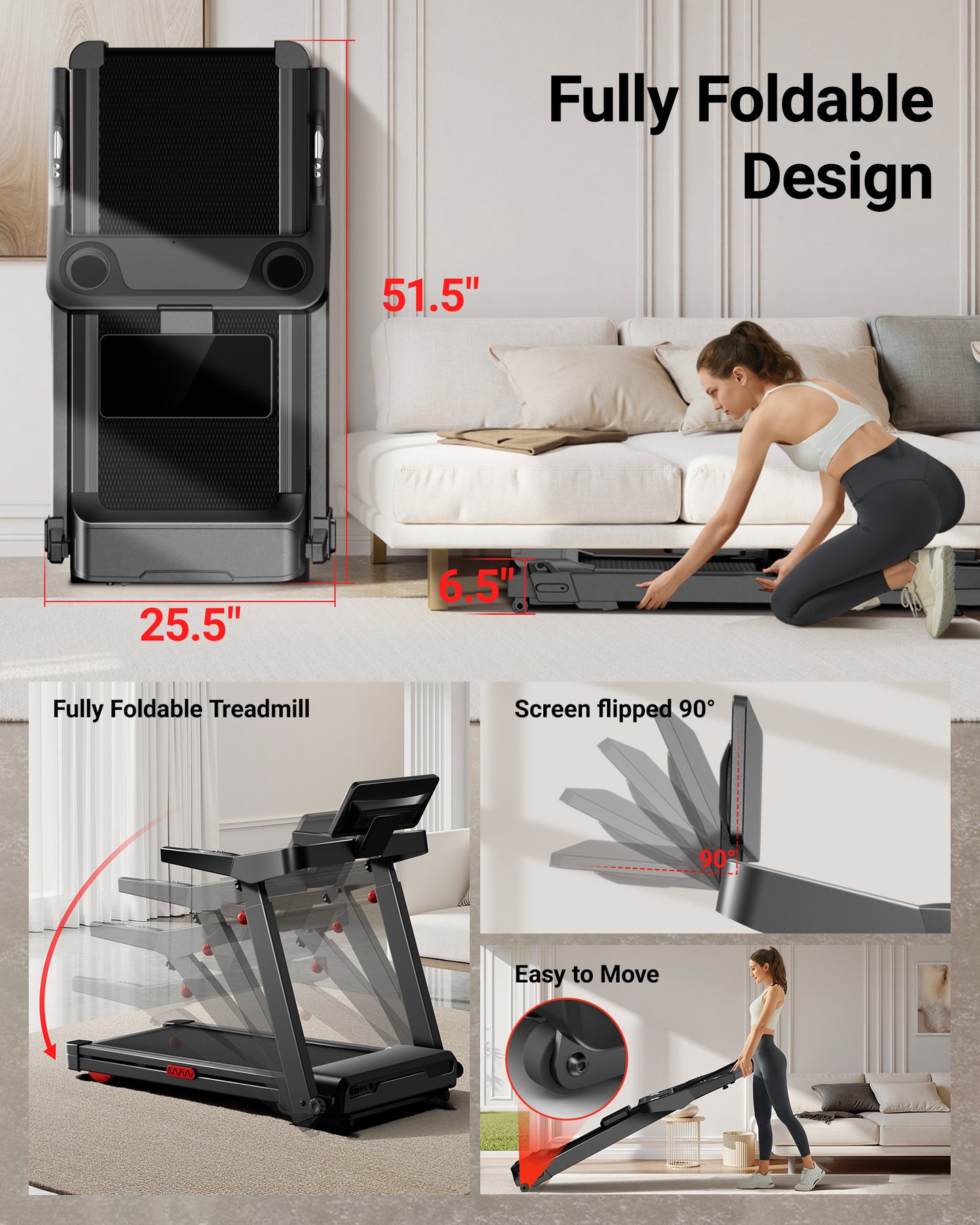 UWill L10 Foldable Treadmill 20% AUTO Incline with Pulse Sensors 8.7MPH